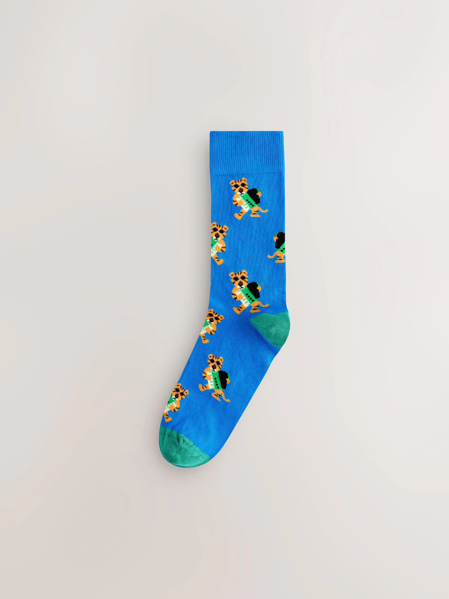 Helderrood/oranje/blauw - Set van 8 sokken met patroon