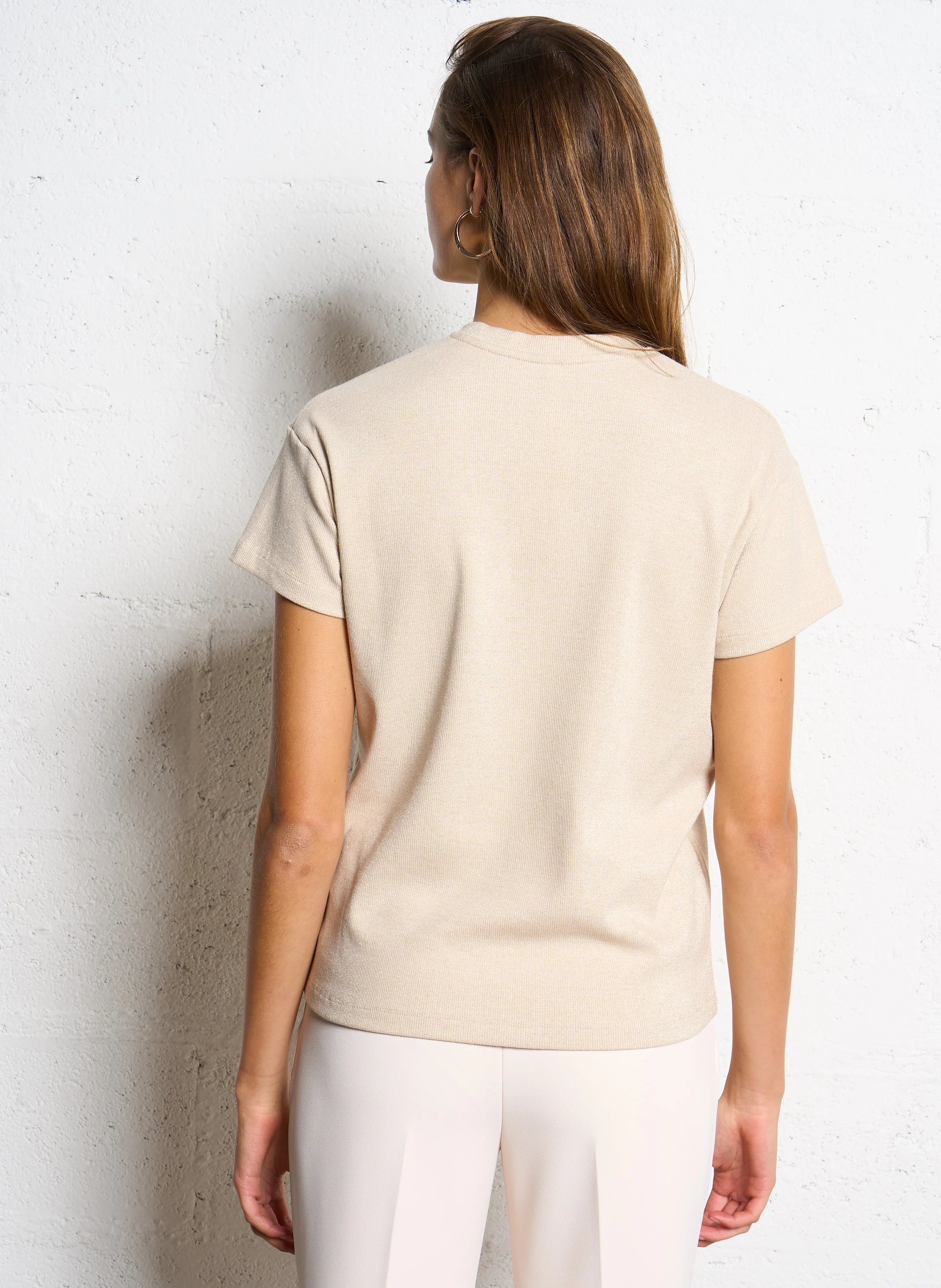 Tee-shirt en maille métallisée | Blanc