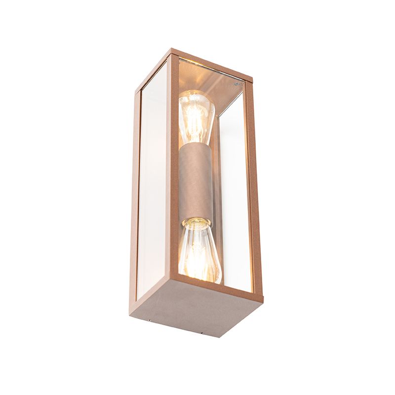 Industriële wandlamp roestbruin 38 cm 2-lichts IP44 - Charlois