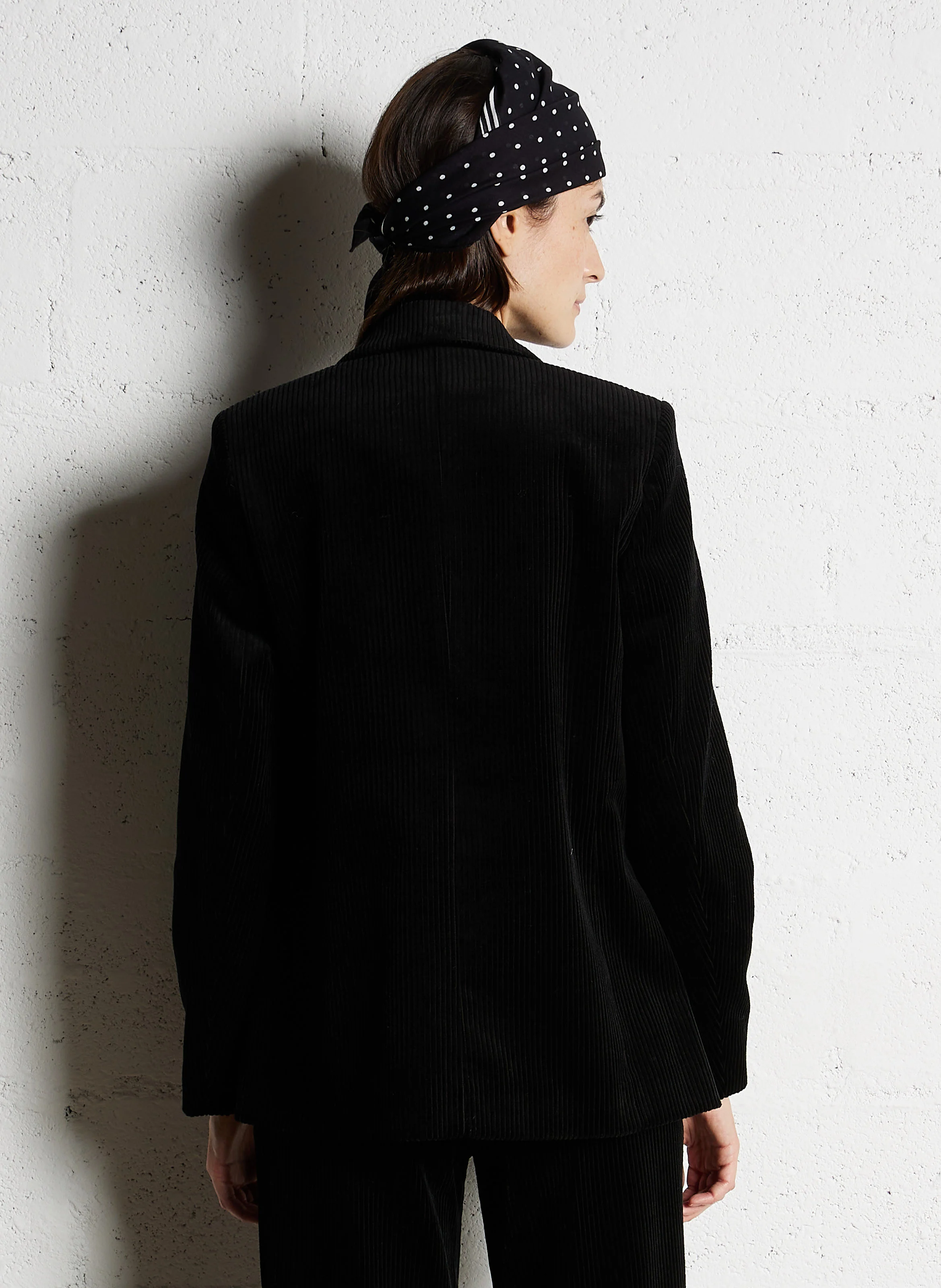 VIGG - Veste de tailleur droite en coton velours | Noir