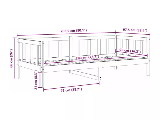 Lit de jour sans matelas blanc bois de pin massif 90x200 cm