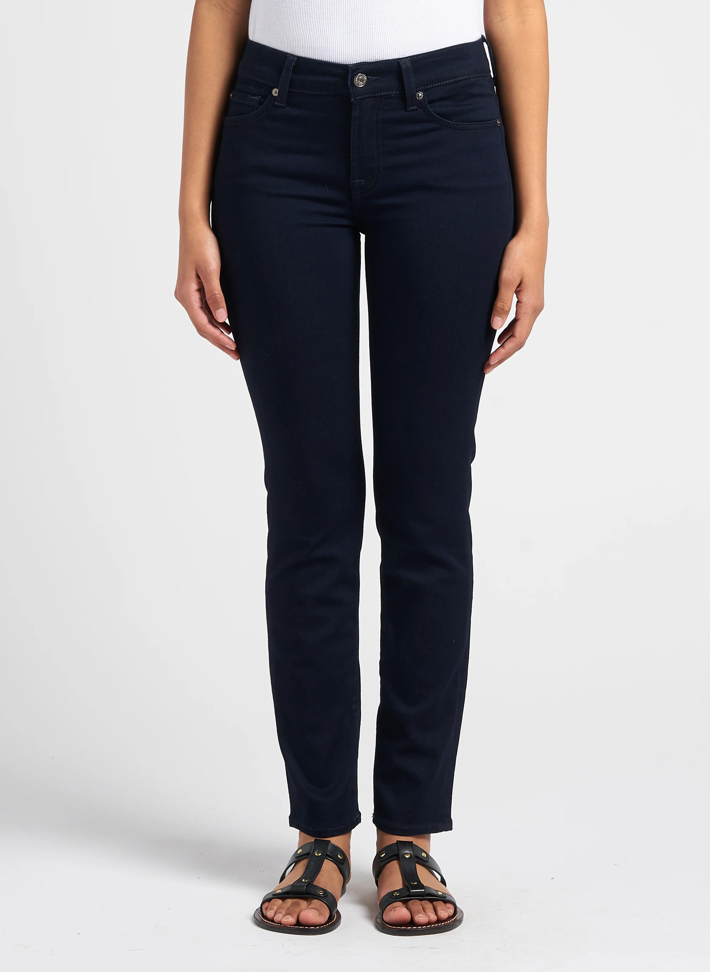 ROXANNE MAJESTY - Jean slim taille mi-haute en coton mélangé| Bleu