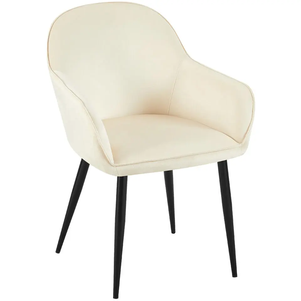 CLP Eetkamerstoel Boise mat zwart Frame - Fluweel - creme
