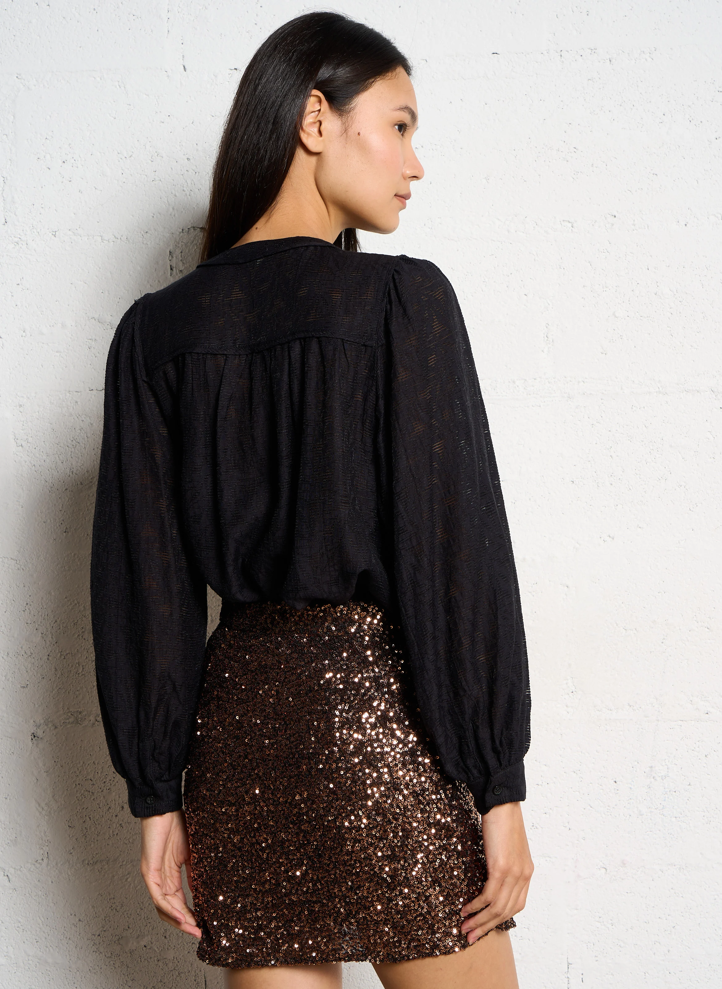 Blouse ample à col V | Noir