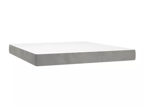 Sommier tapissier matelas et LED Gris clair 160x200 cm Velours