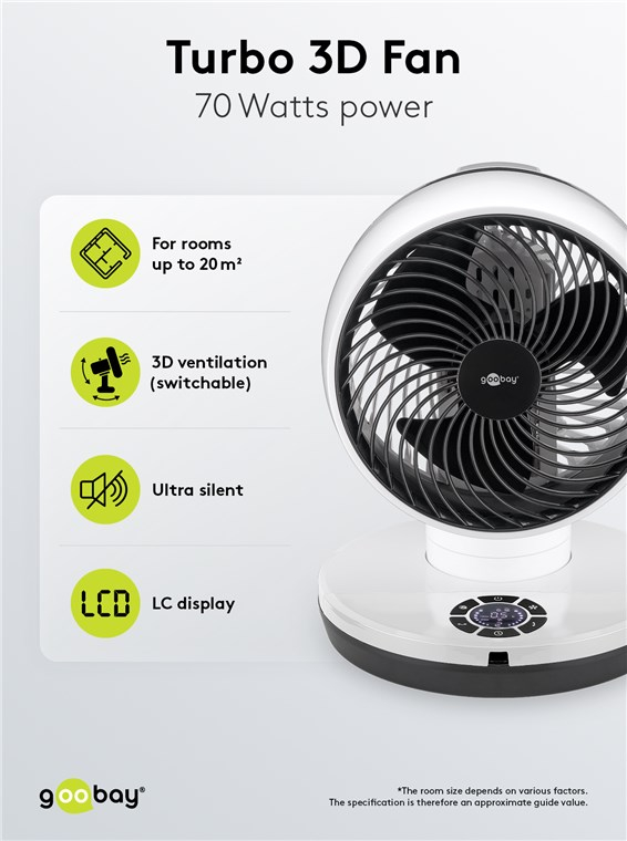 (280x365mm) 3D Bodenventilator Tragbarer Desktop Ventilator Schreibtisch Lüfter mit Timer inkl. Fernbedienung (59515) - Weiss