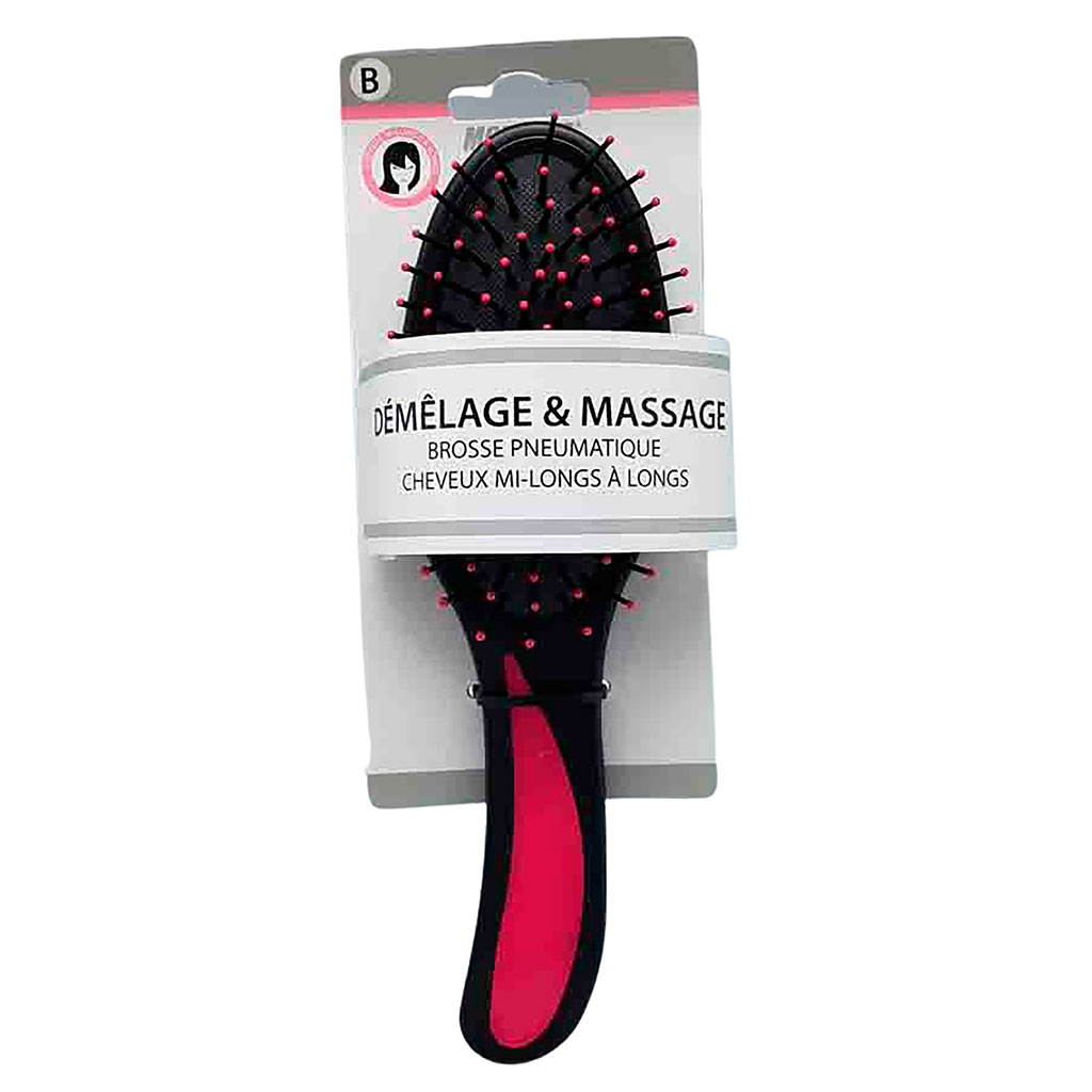 Brosse à cheveux fuchsia ovale 22cm
