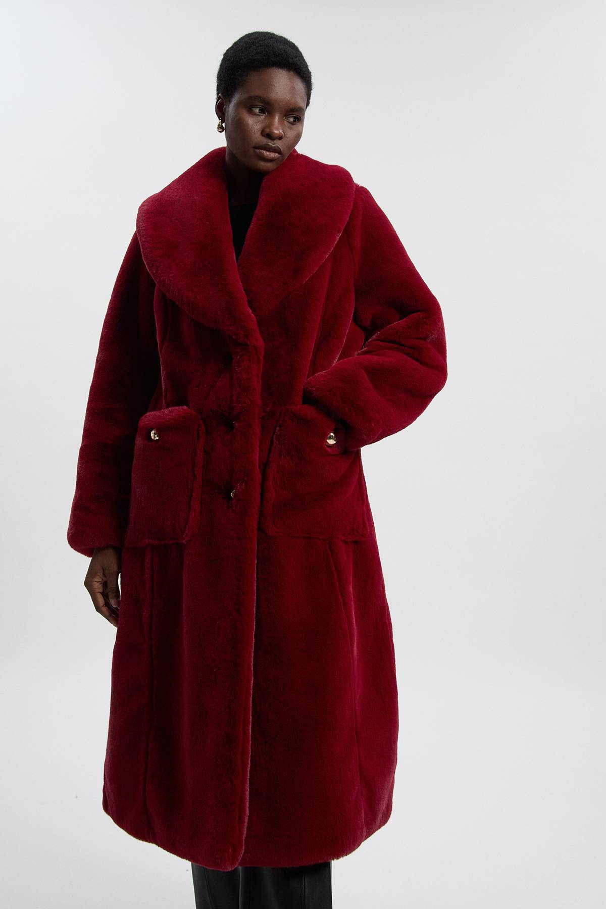KarenMillen Manteau Mi-Long en synthétique à Boutons