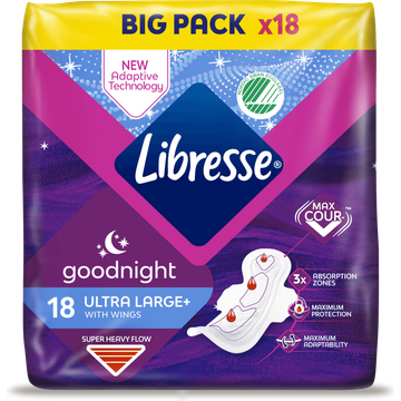 Libresse Goodnight Maandverbanden Ultra Large+ with Wings Big Pack 18 Stuks
