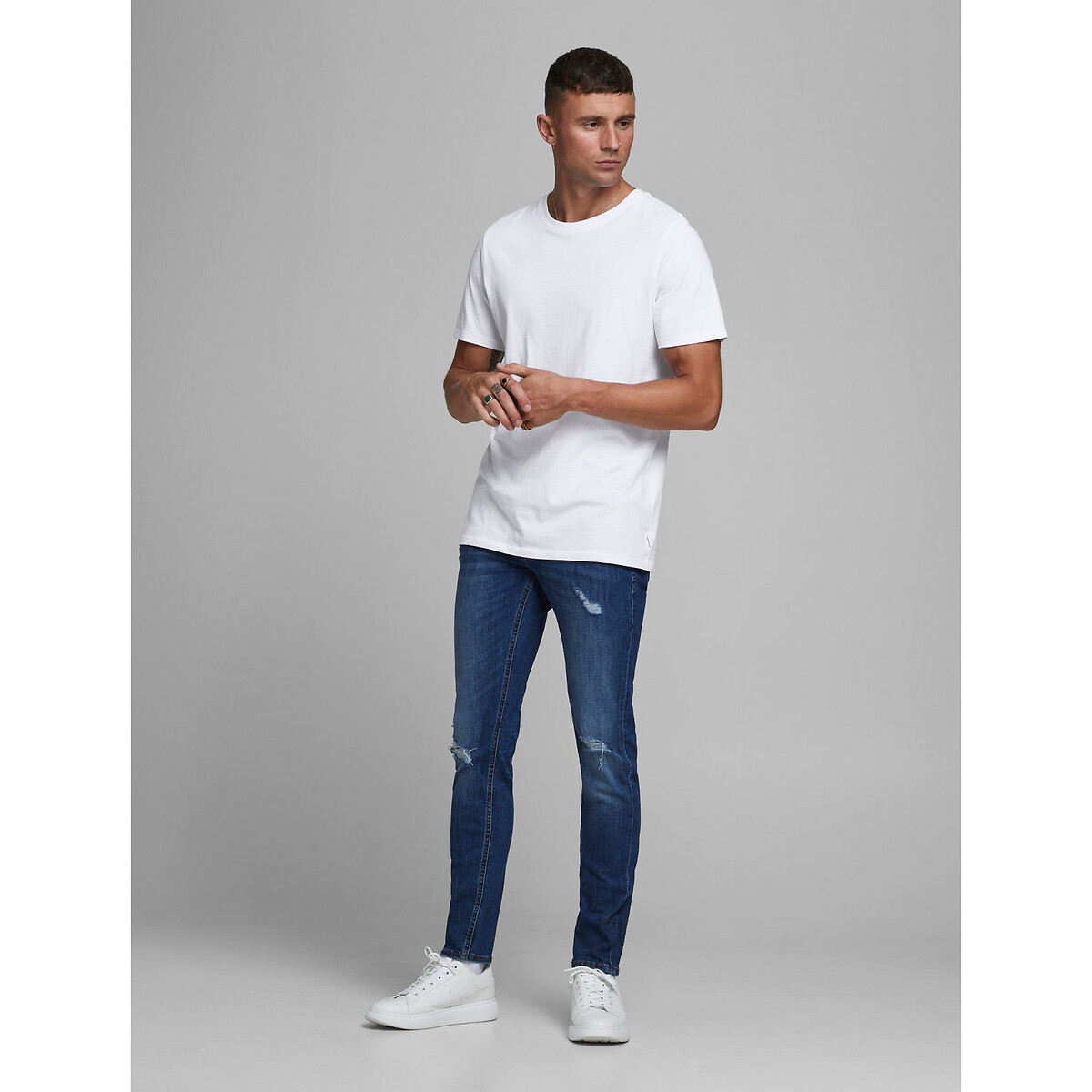 JACK & JONES<br>Camiseta de gola redonda em algodão orgânico