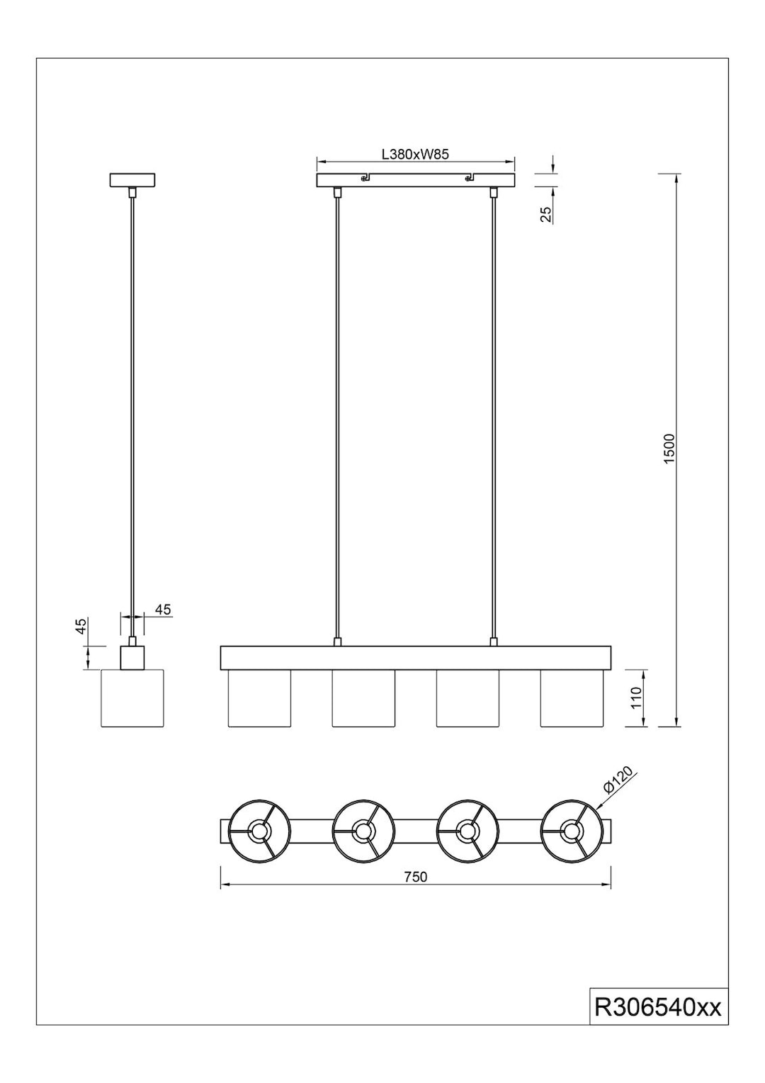 RL Retrofit Balkenpendel CAMERON weiß
