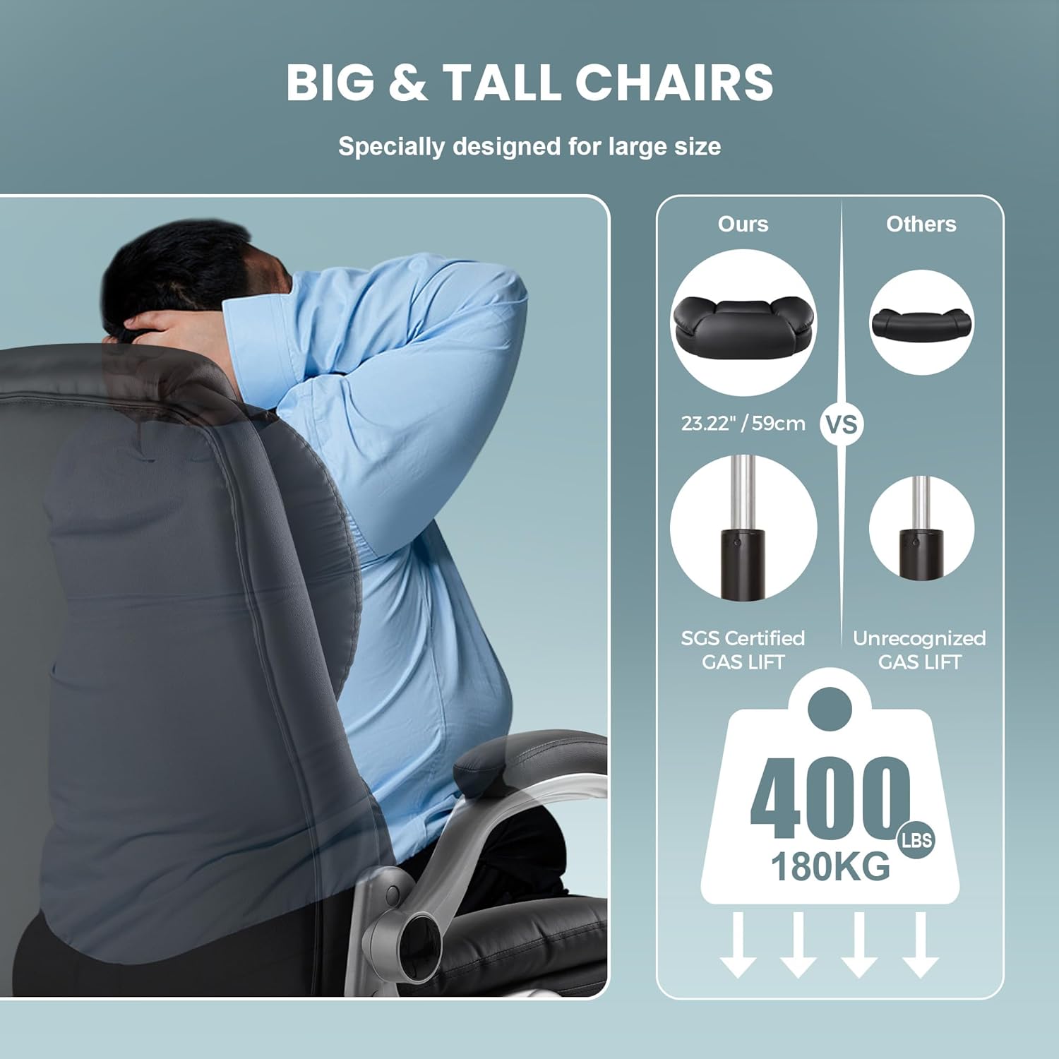 IWMH Bürostuhl Ergonomischer Schreibtischstuhl Chefsessel Drehstuhl mit hochklappbarer Armlehne, höhenverstellbar, Computerstuhl für Büro, Wohnungen, 180KG belastbarkeit (Schwarz)