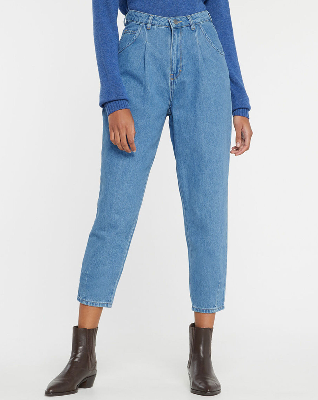 Galeries Lafayette Jean 7/8 ajusté en Coton Baloon bleu foncé