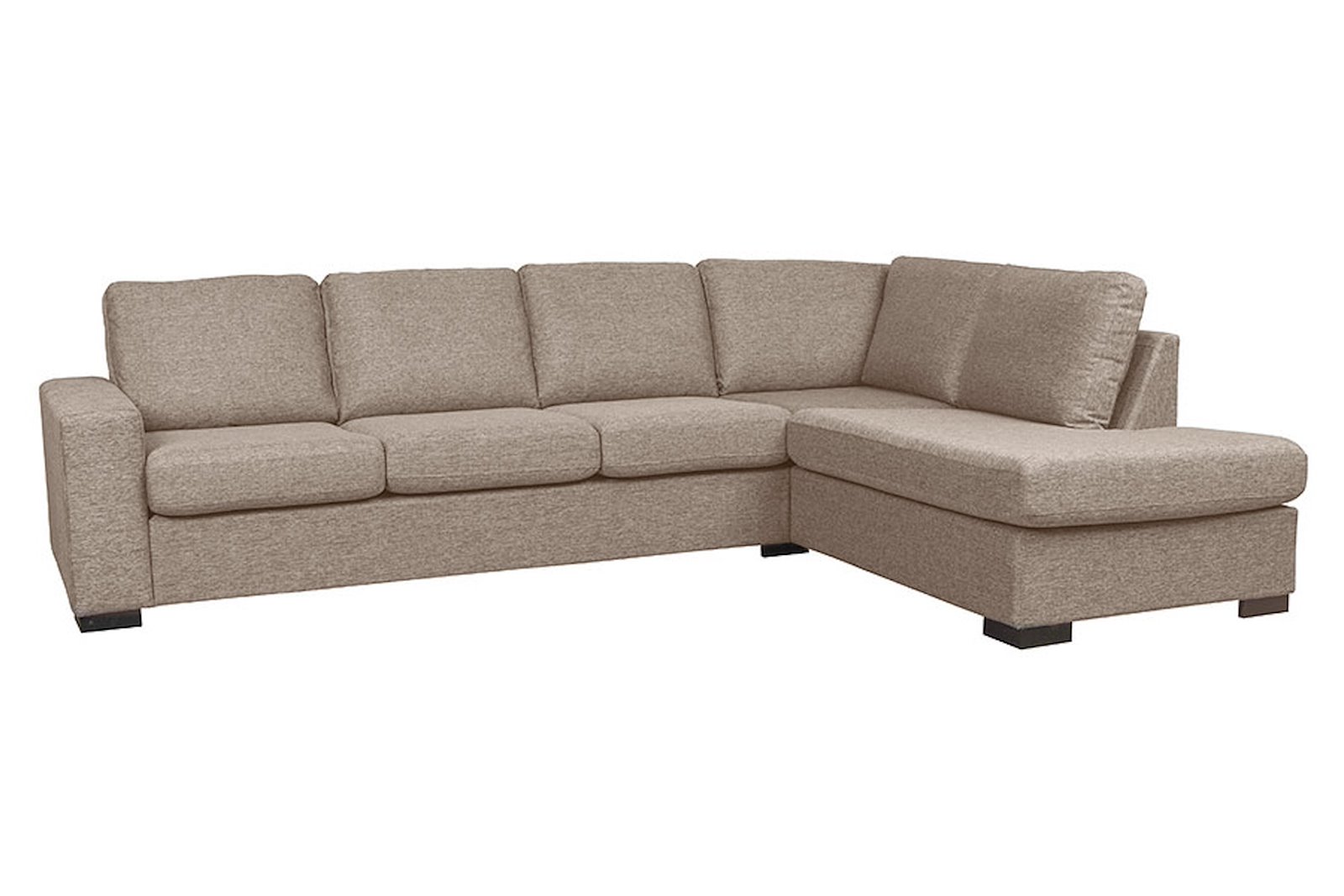 Max hjørnesofa 3-seter med åpen ende høyre i tekstil Neve 16 beige/greige med sorte ben