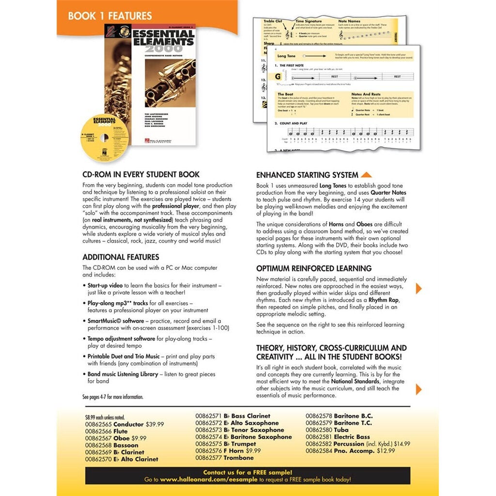 Hal Leonard Essential Elements for Band - Book 1 - Clarinet Comprehensive band method