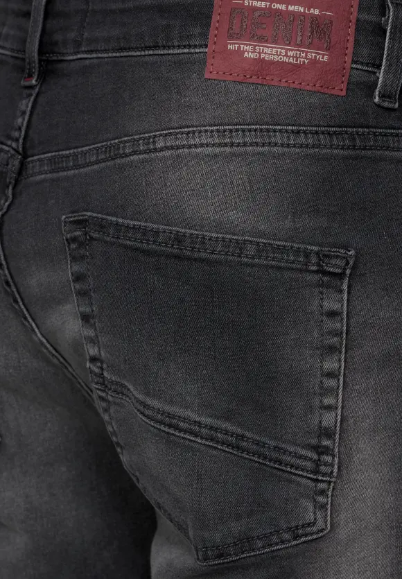 Regular Fit Jeansshorts - black havy random wash