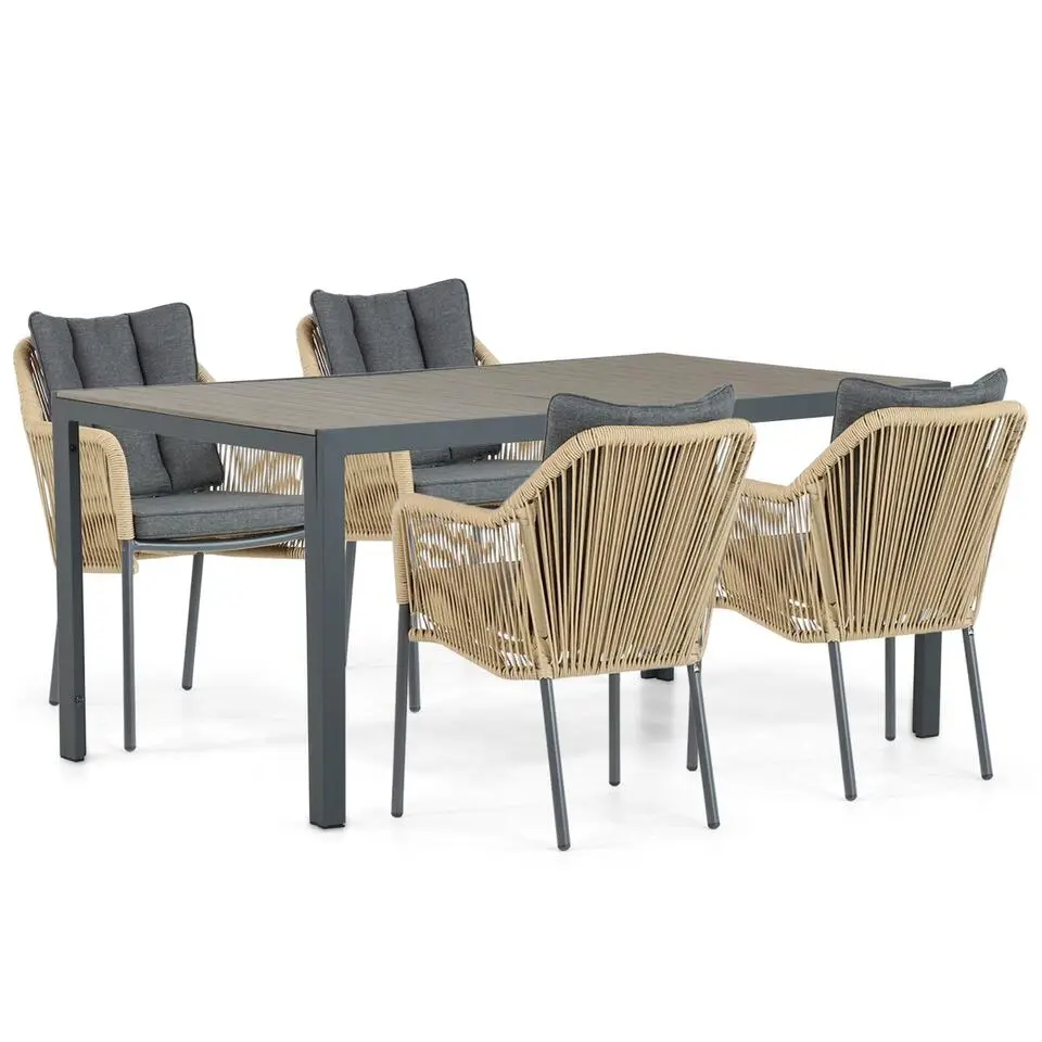 Tuinset 4 personen 160 cm Aluminium/Rope Taupe De Laan Projects