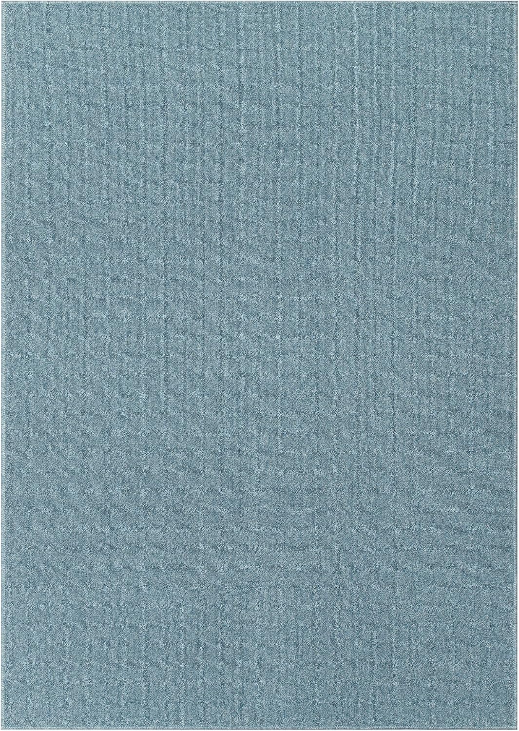 TAPISO Nizza Teppich Anti Rutsch Blau Einfarbig Waschbar Wohnzimmer Schlafzimmer Pflegeleicht Waschmaschinenfest Loop-Teppich ÖKO-TEX 300 x 400 cm