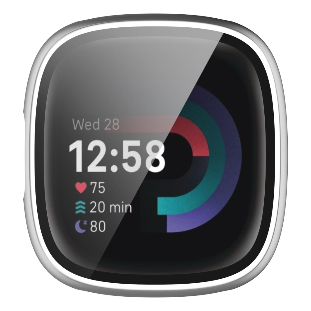 Fitbit Versa 4 / Sense 2 Hardcase Bumper Hülle mit Displayschutz - Silber