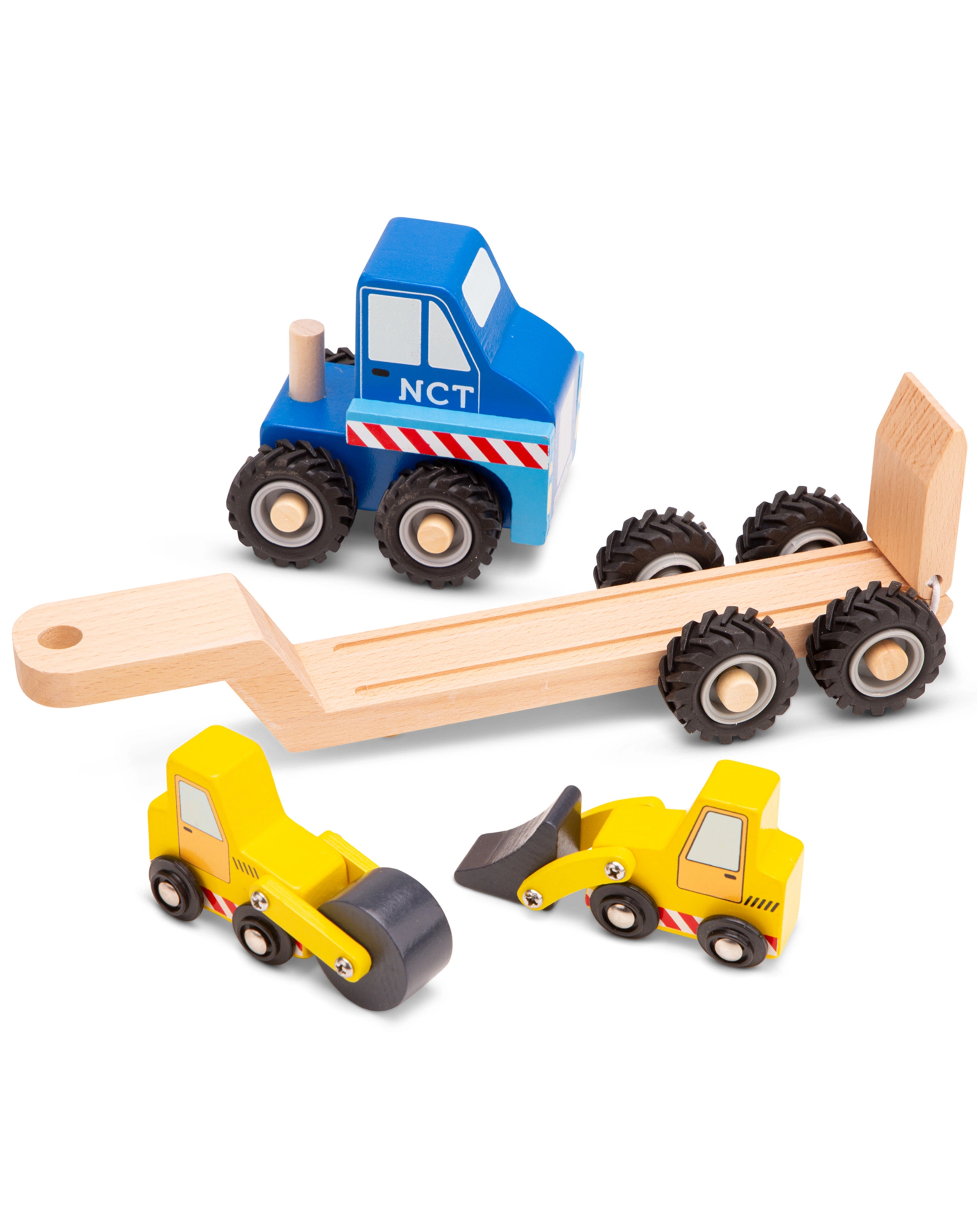 Holz-Fahrzeug TRANSPORTER mit Baustellenfahrzeugen