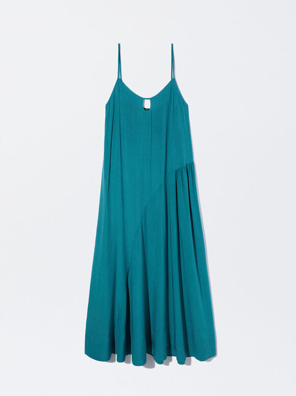 Vestido midi azul com alças
