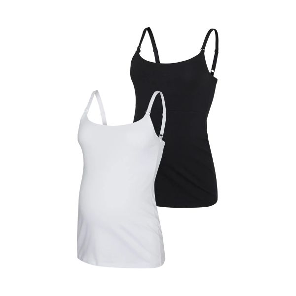 MAMA.LICIOUS Zwangerschapstop - Kerrie - 2-Pack - Maat XS - Black/Snow White