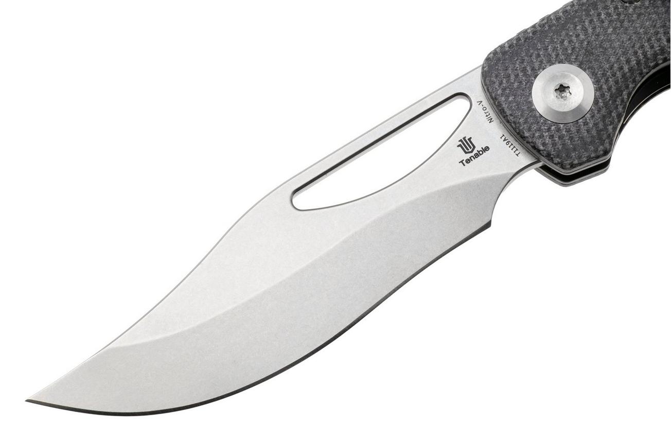 Tenable Gideon T1119A1 Stonewashed Nitro-V, Black Micarta, zakmes, Dead Sober design