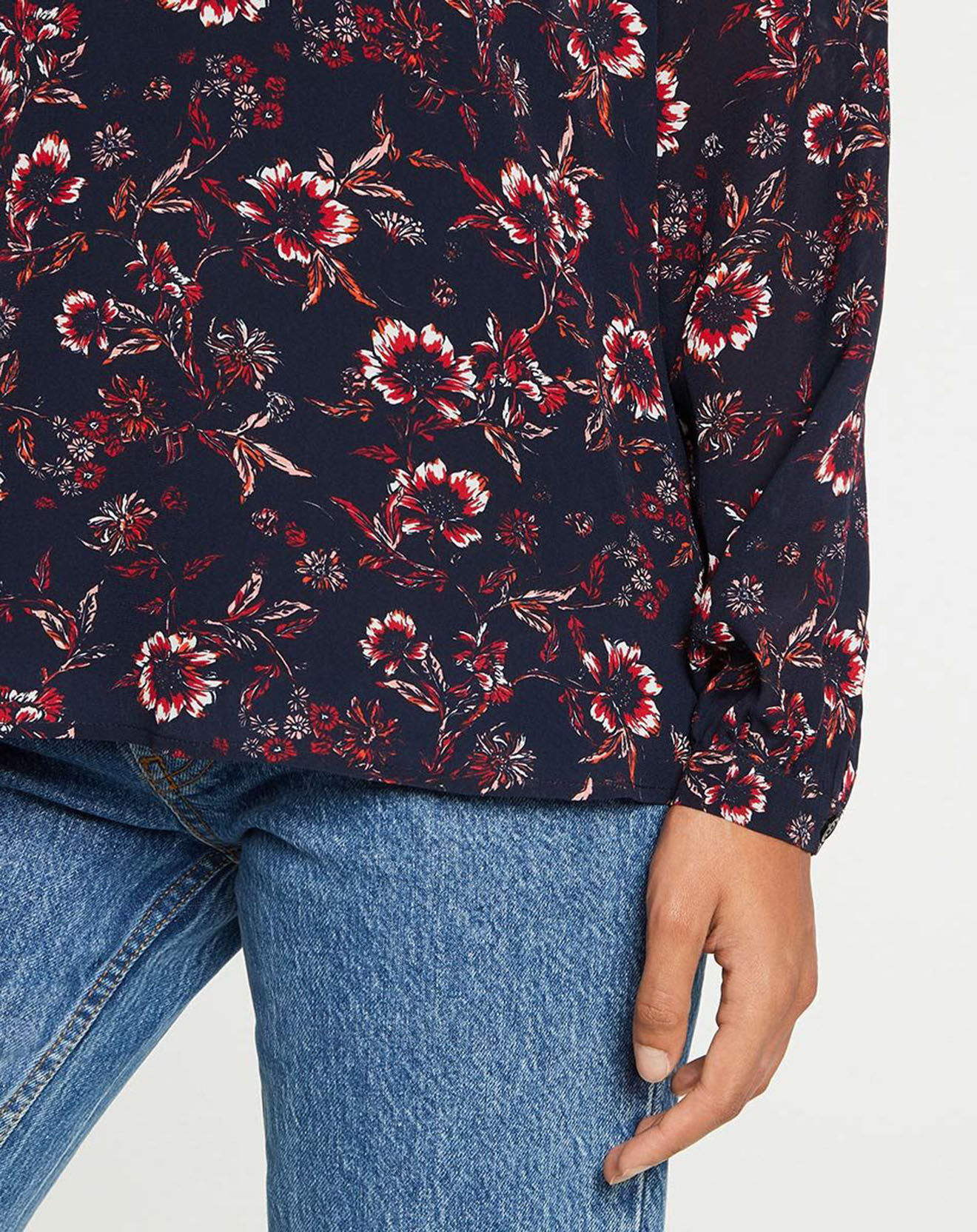 Tommy Hilfiger Blouse Theme Fleurs bleu marine/rouge