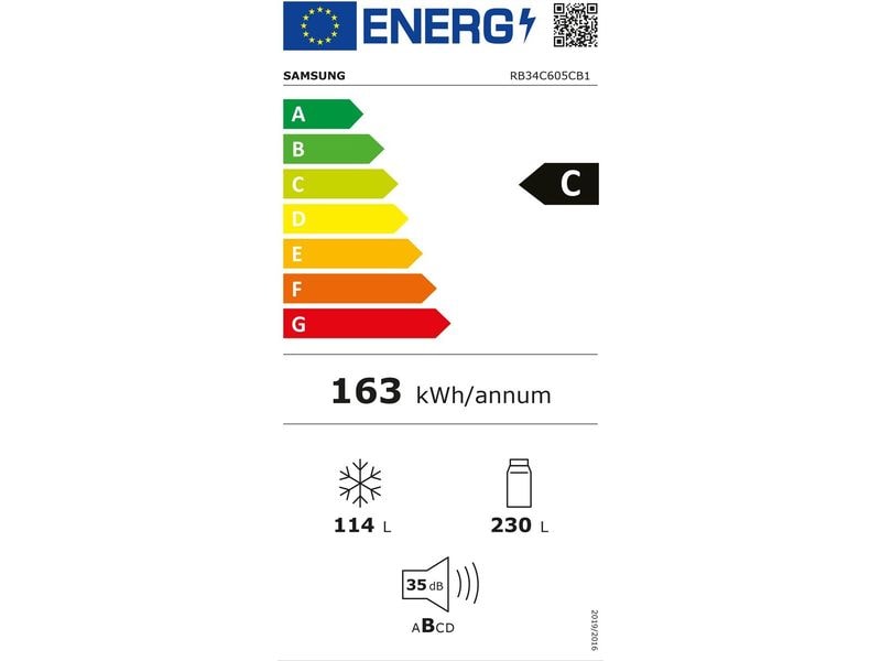 Samsung Kühl-Gefrierkombination RB34C605CB1/WS Rechts, Wech Freistehendes Kombigerät mit Kühlschrank oben und Gefrierschrank unten