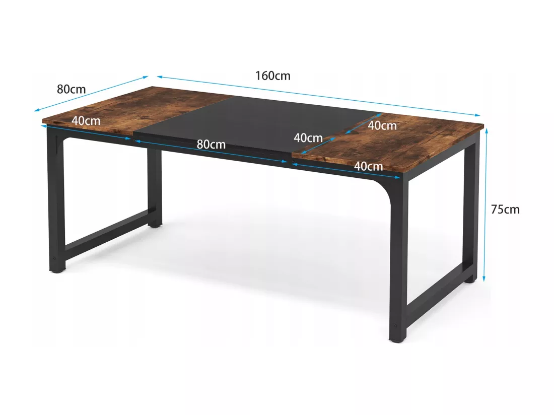 Tribesigns Bureau pour Ordinateur Portable, Table, Bureau d’étude pour Le télétravail, Poste de Travail pour Bureau, Chambre, Facile à Monter, 160 x 80 x 75 cm (Marron Rustique + Noir)