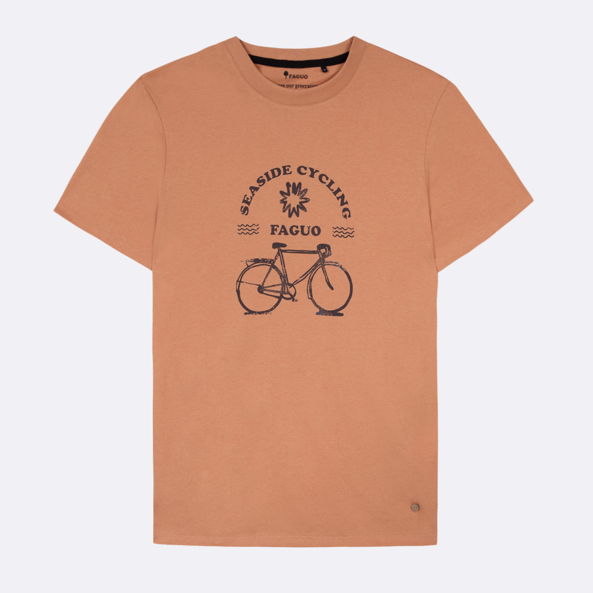 T-shirt orange vélo coton et coton recyclé - modèle arcy