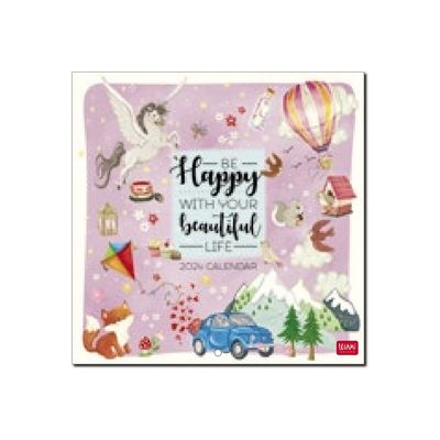 Legami - Calendrier mensuel 2024 - 18 x 18 cm - vivre heureux