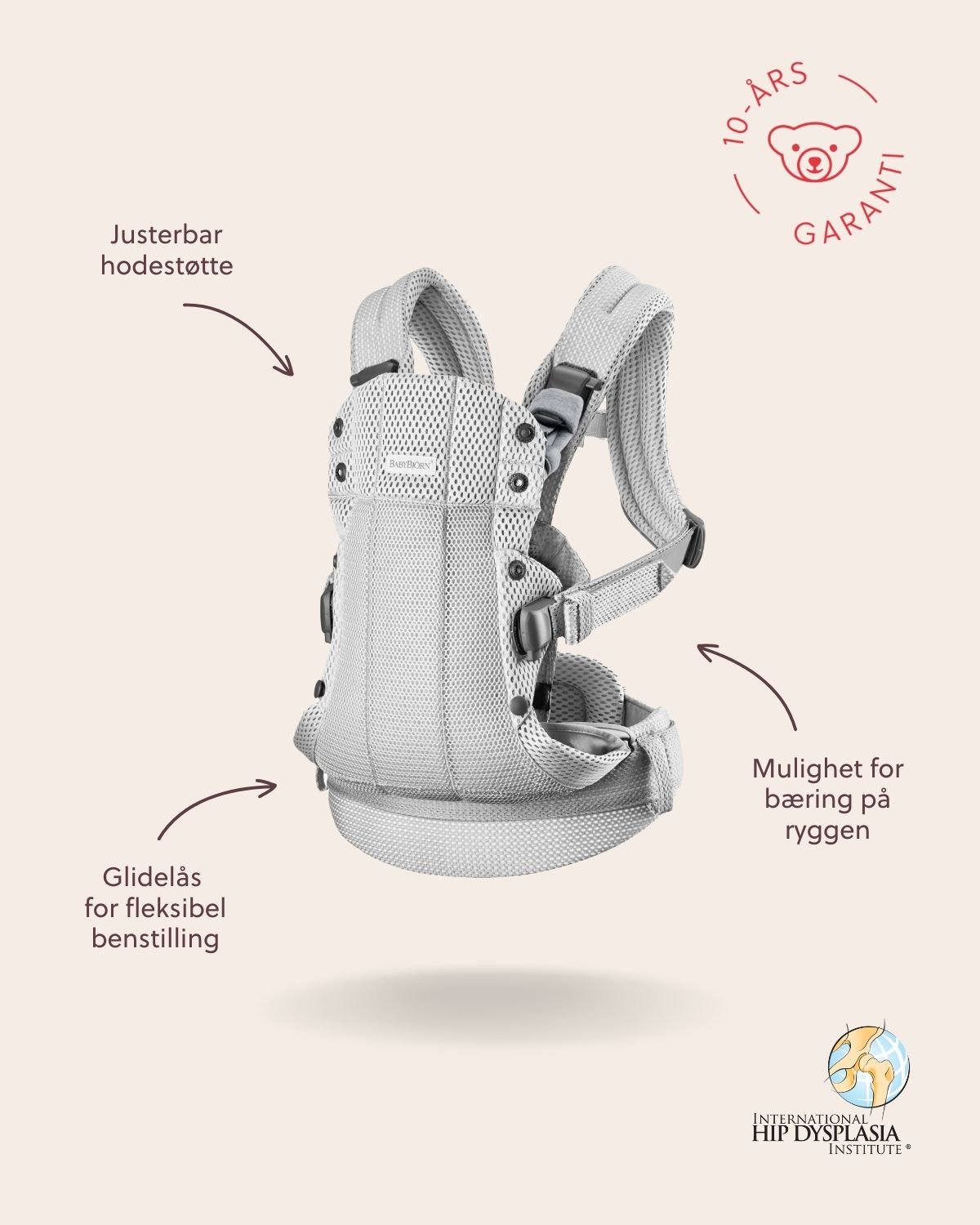 Bæresele Harmony – Front & Rygg – Ekstra Ryggstøtte – Baby Carrier 0-3år