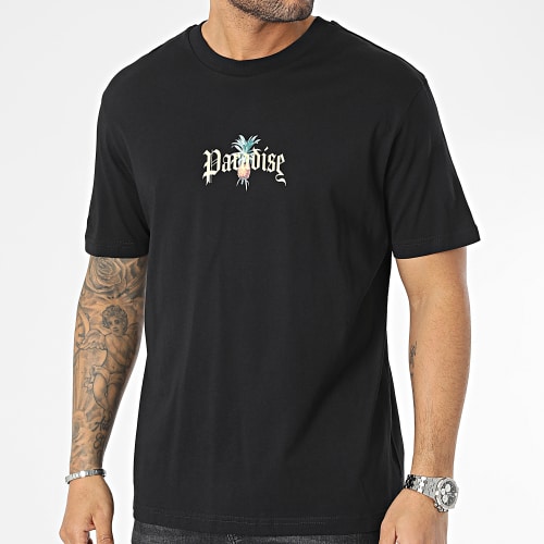 Tee Shirt Oversize Large Paradise Parrot Noir