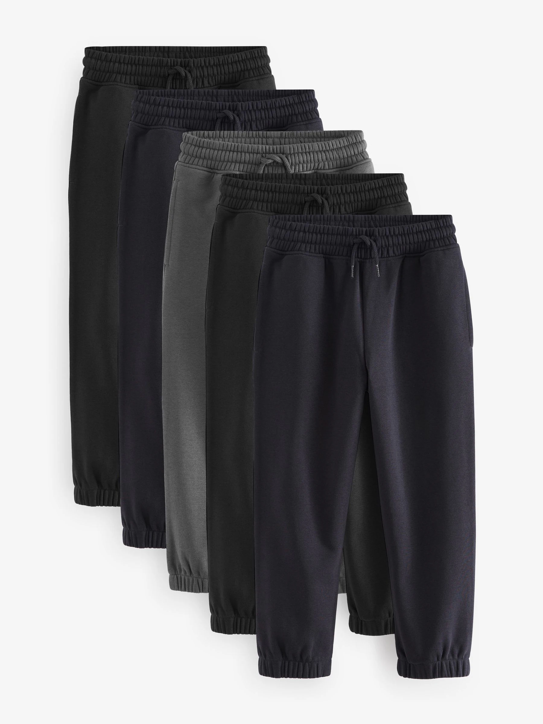 Zwart/marineblauw/grijs - Basic joggingbroeken, set van 5 (3-16jaar)