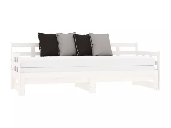 Lit coulissant sans matelas blanc 2x(90x190) cm