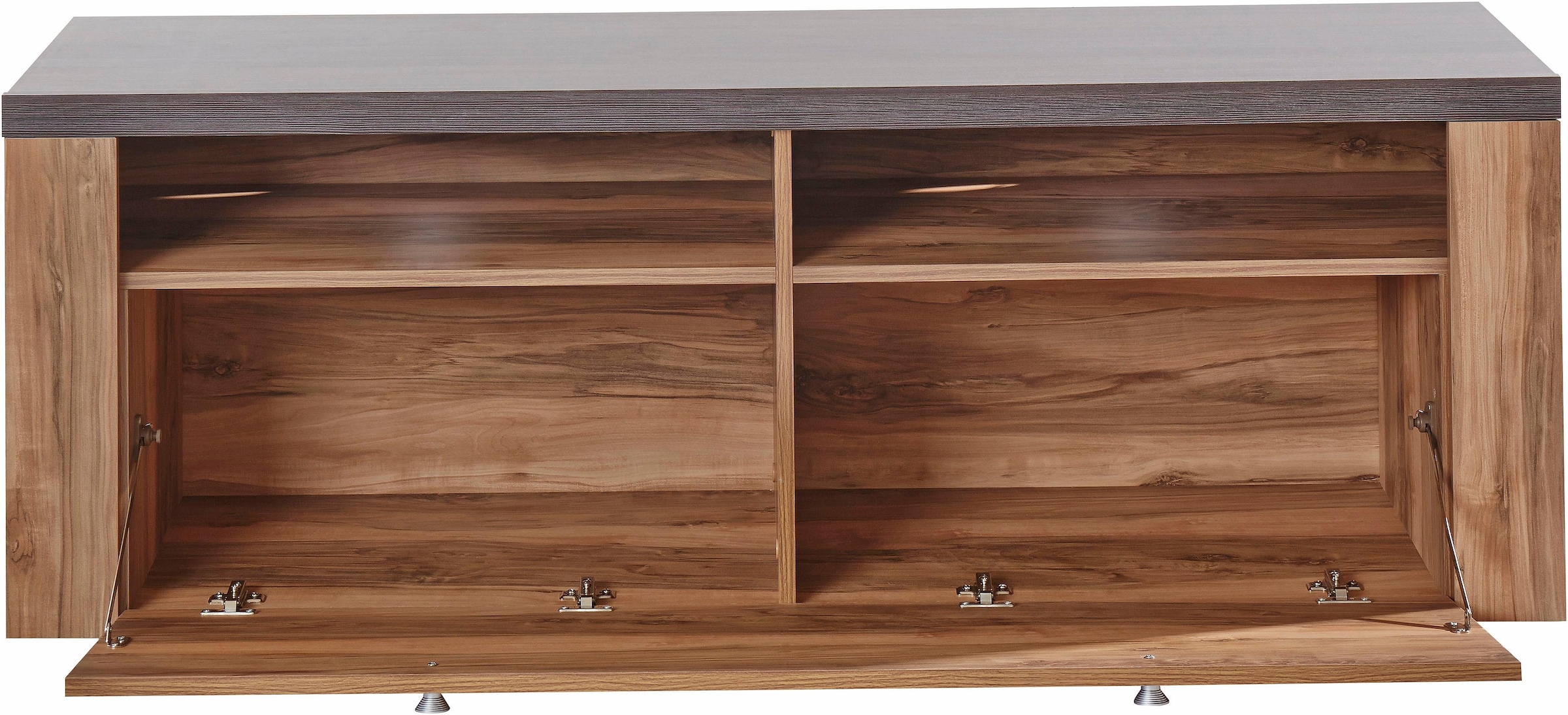 Home affaire Lowboard »Larona, zeitloses TV Board mit 1 Klappe und 2 offenen Fächern« Breite 140 cm, Fernsehbank, viel Stauraum, dekorative Rahmenoptik