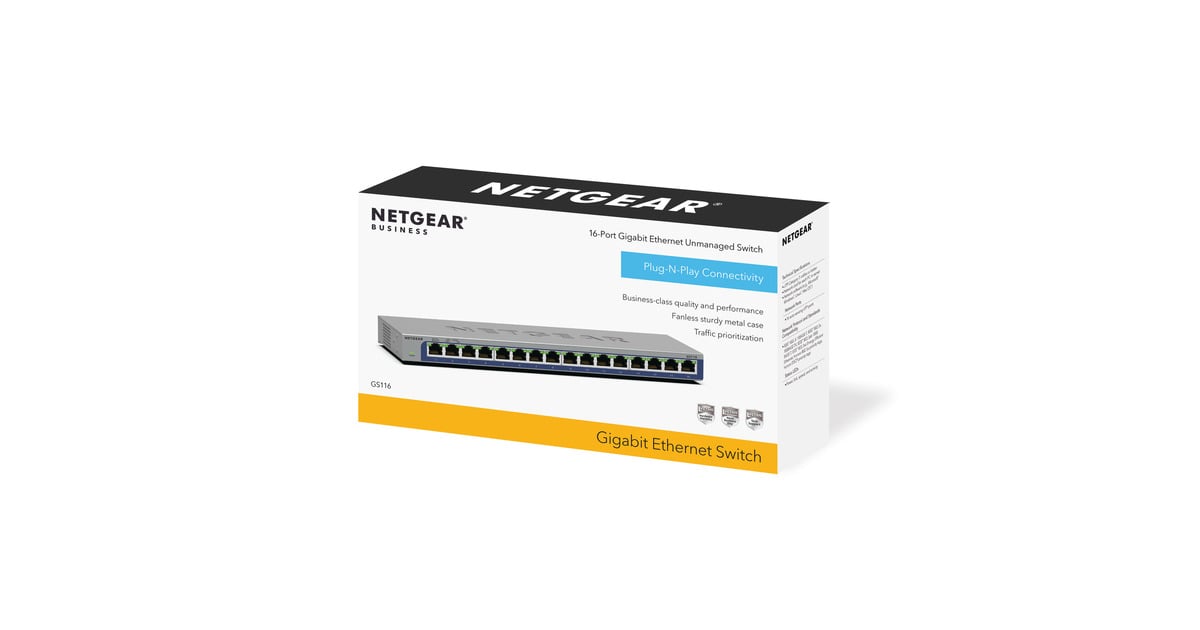 Netgear16-poorts Gigabit Ethernet unmanaged switch (GS116v3)  (Grijs)