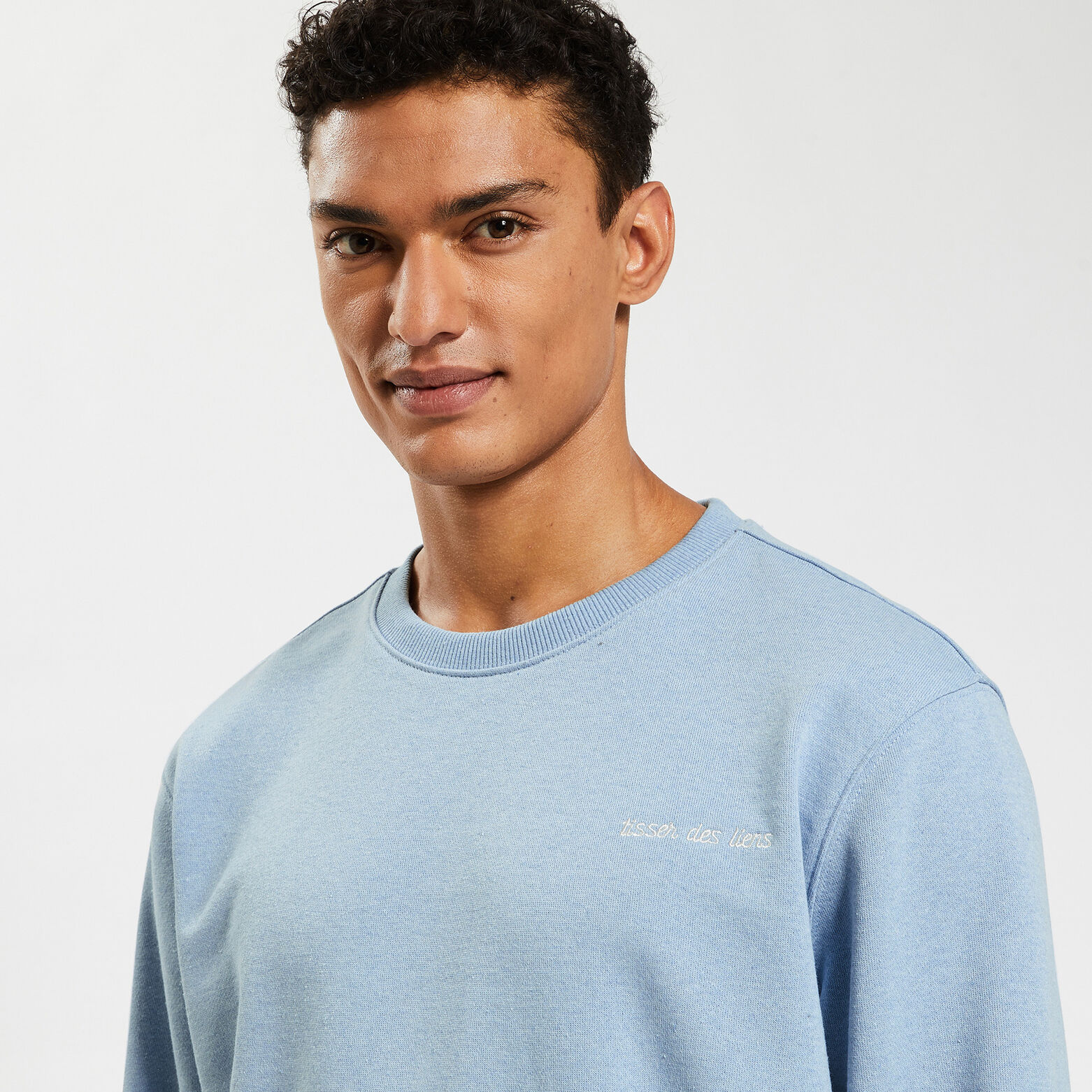 Sweat à col rond 100 % recyclé Bleu clair