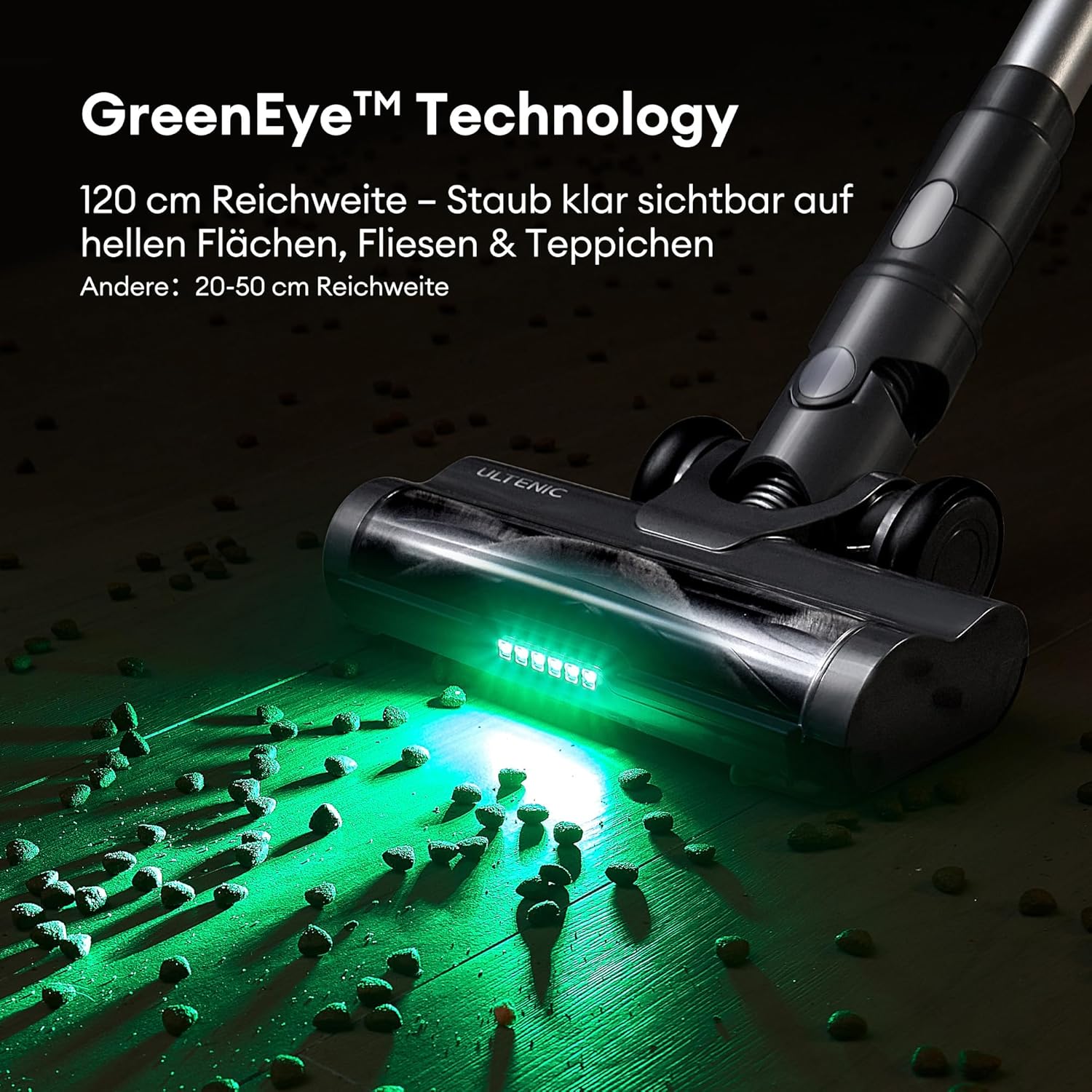Ultenic U12 Vesla Akku Staubsauger 45000Pa, Tech Green Eye™, Verbesserte Anti-Tangle-Bürste, Staubsauger Kabellos mit Automatikmodus, Stielstaubsauger für Teppich Hartböden Tierhaare