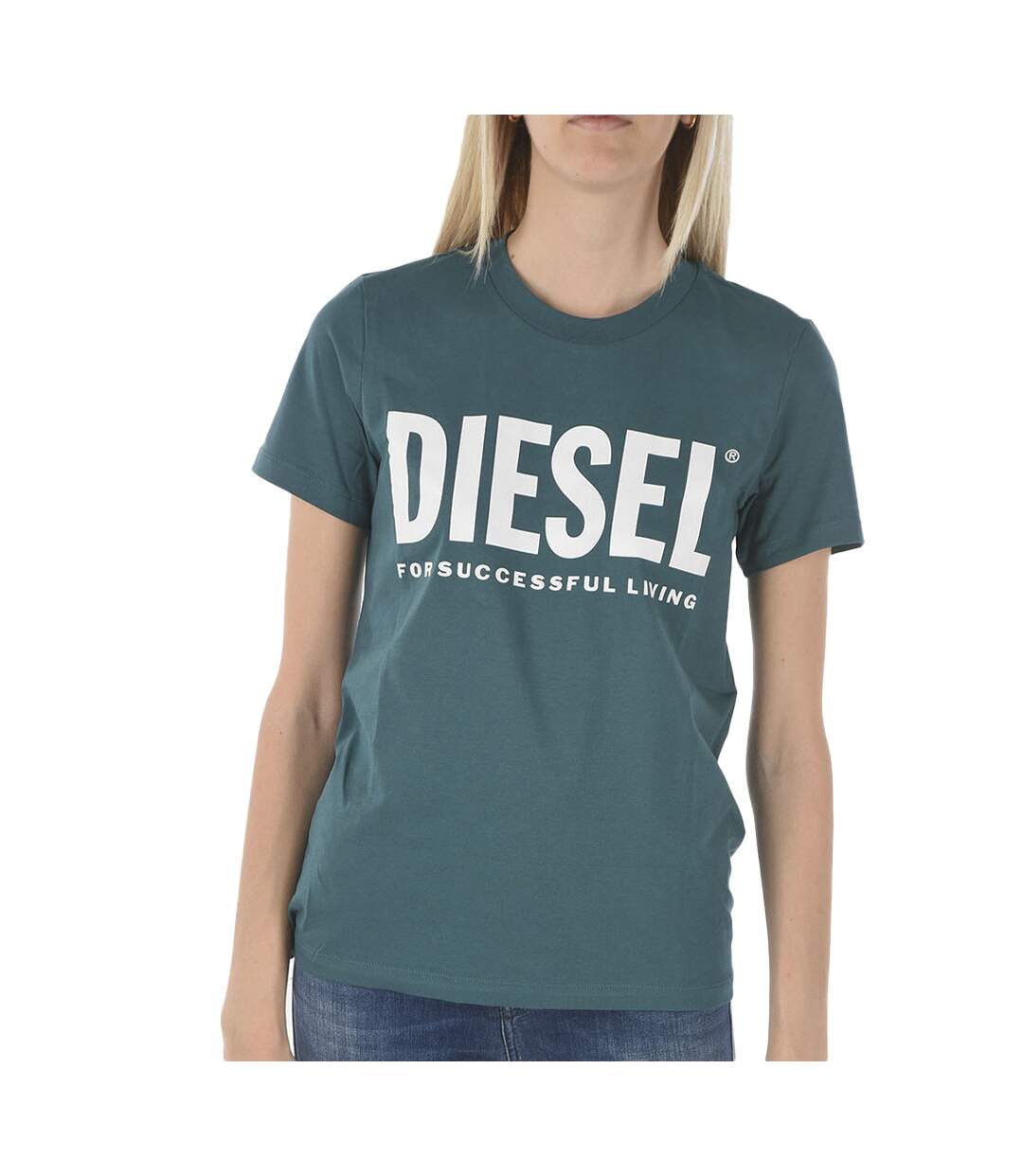 T-shirt Bleu Canard Femme Diesel Sily