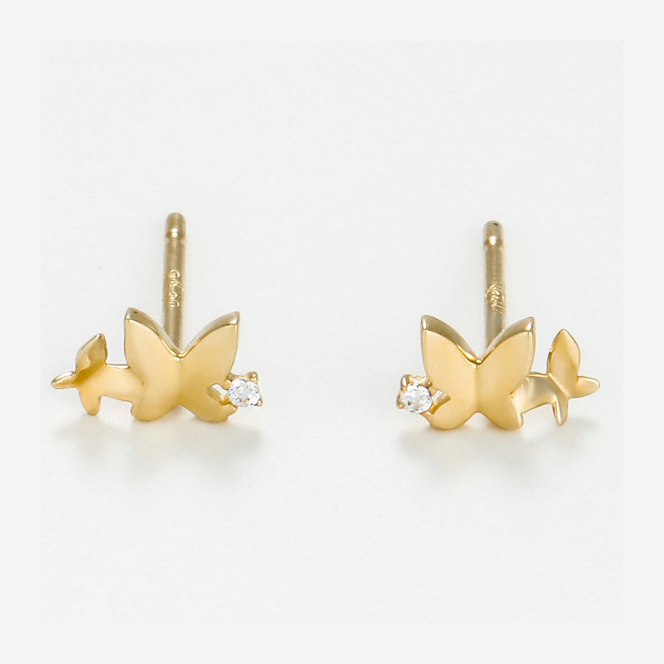 Instant d'Or Boucles d'oreilles Papillons Entrelacé Zirconium or jaune