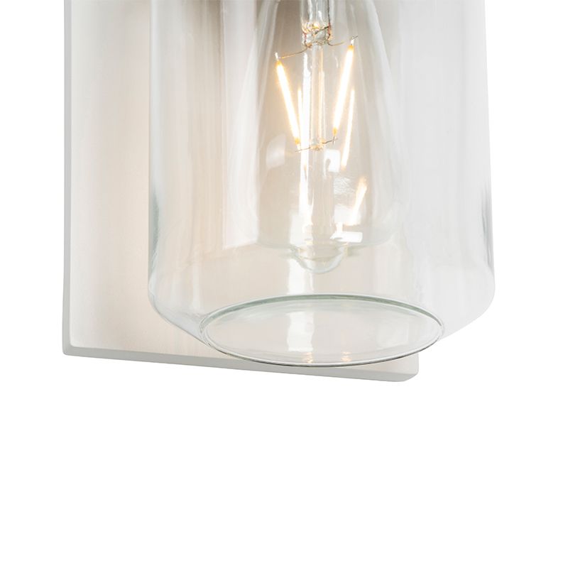 Moderne wandlamp wit met helde glas IP54 - Marshall