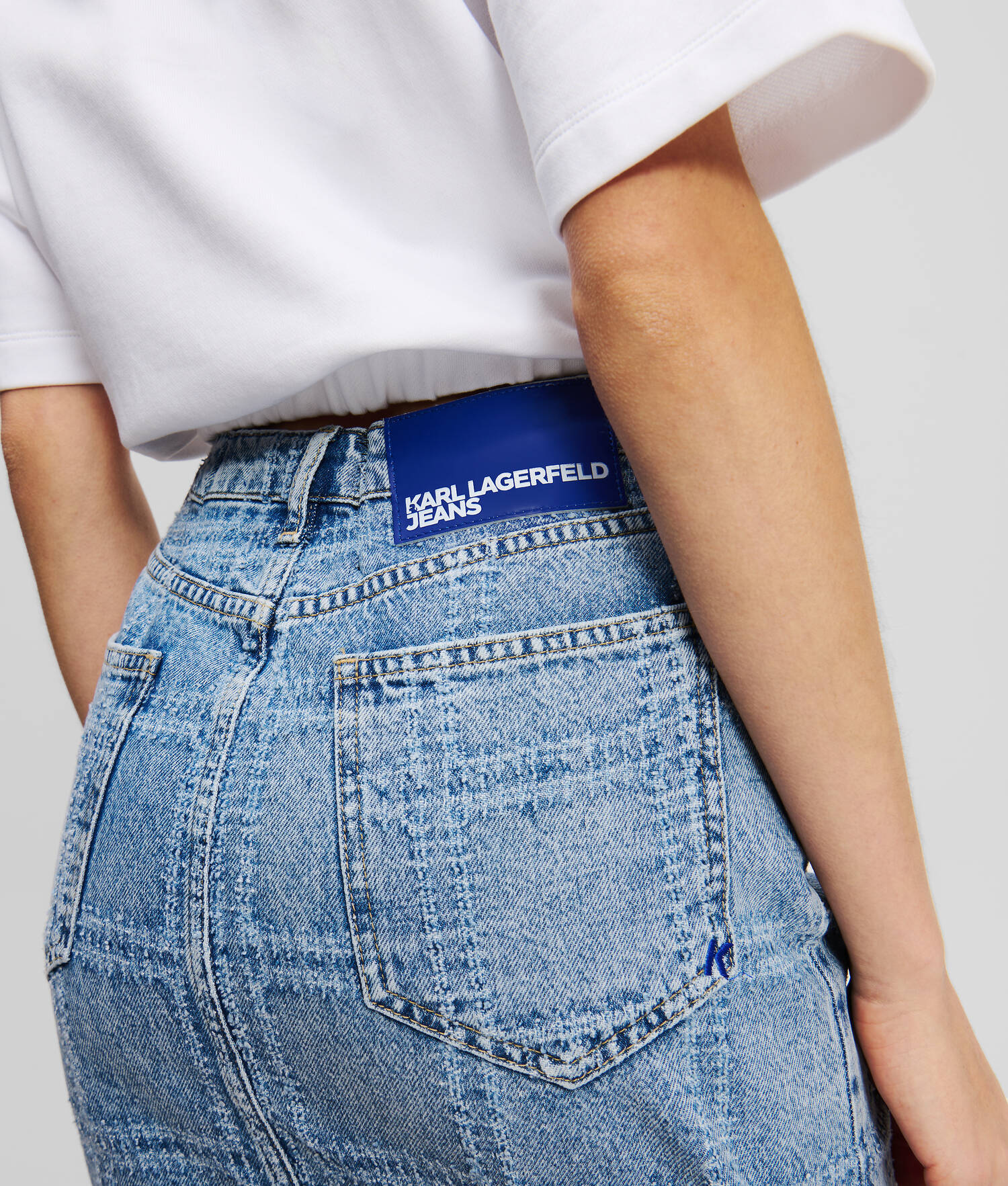 JUPE EN DENIM PATCHWORK - Bleu patchwork
