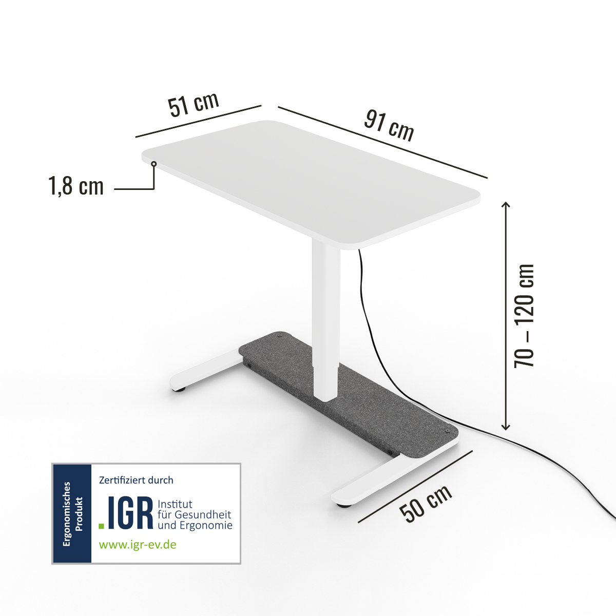 Yaasa Desk One 91 x 51 cm - Electrically height-adjustable standing desk
