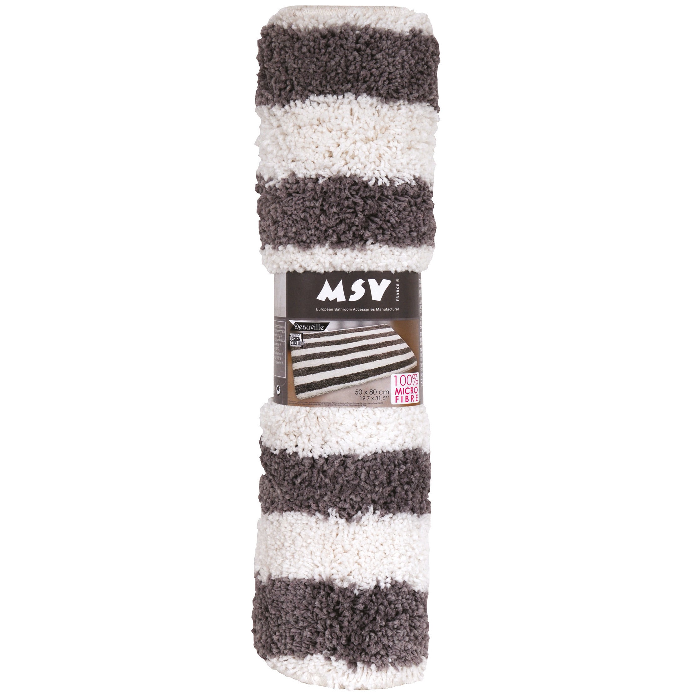 MSV Badkamerkleed|badmat voor op de vloer - grijs|wit - 50 x 80 cm