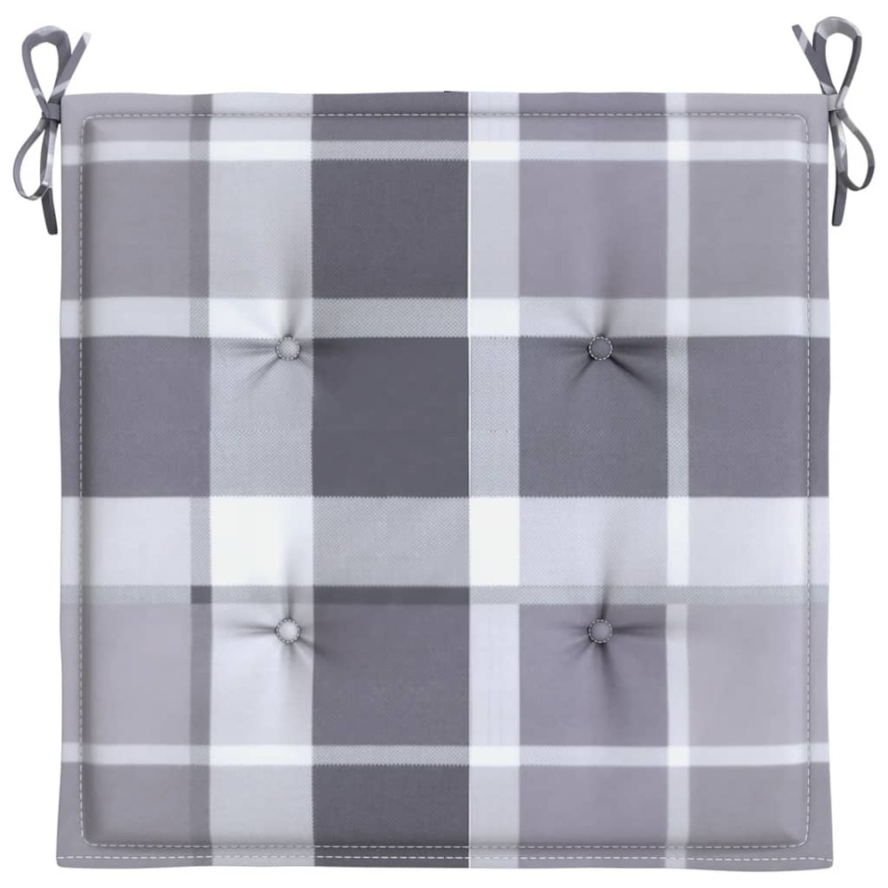 Coussins de chaise de jardin 6 pcs carreaux gris 40x40x3 cm