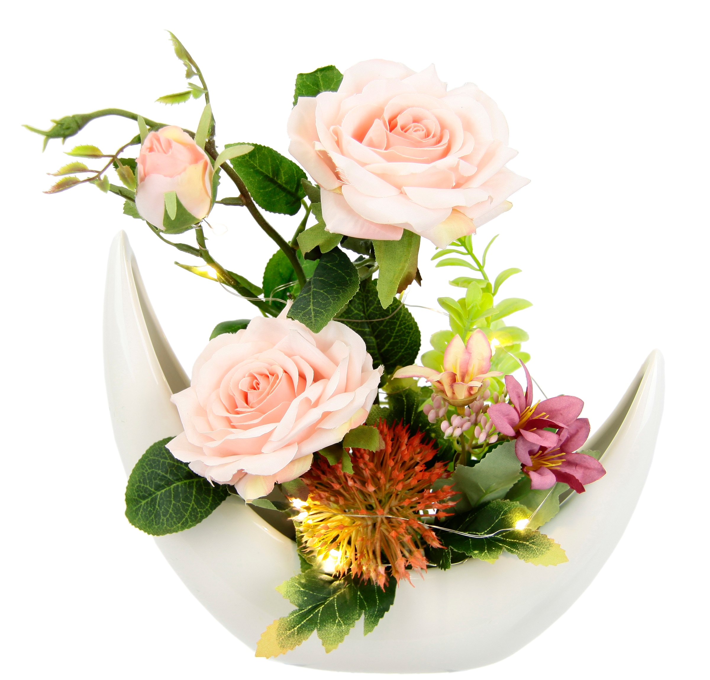 I.GE.A. Kunstblume »Arrangement 'Rosen' in Vase« In Keramikvase Blumengesteck Mittelstücke Hochzeitsdeko Deko Tischdeko