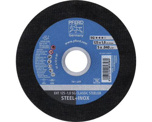 Doorslijpschijf PFERD SG CLASSIC STEELOX staal/roestvast staal Ø 125x22,23 mm