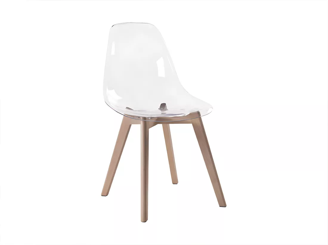 Lot de 2 chaises AUDRA - Polycarbonate et Hêtre - Transparent